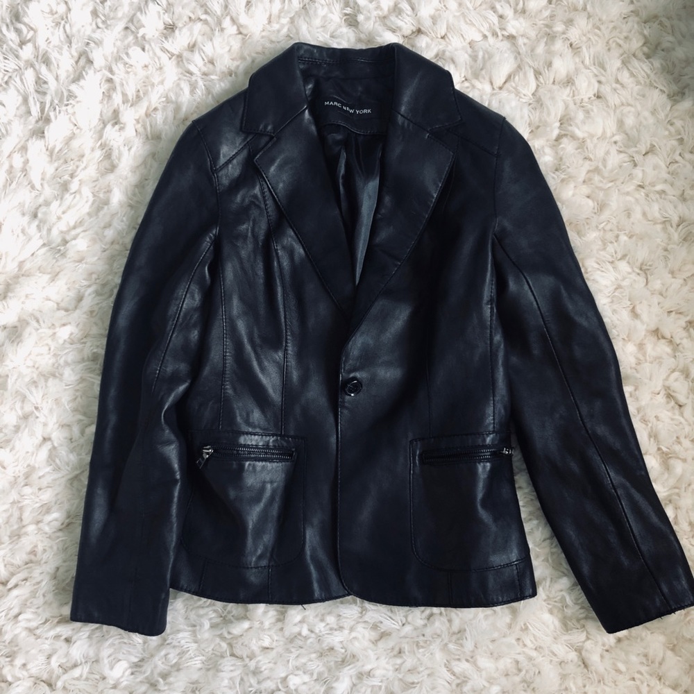 Black leather coat